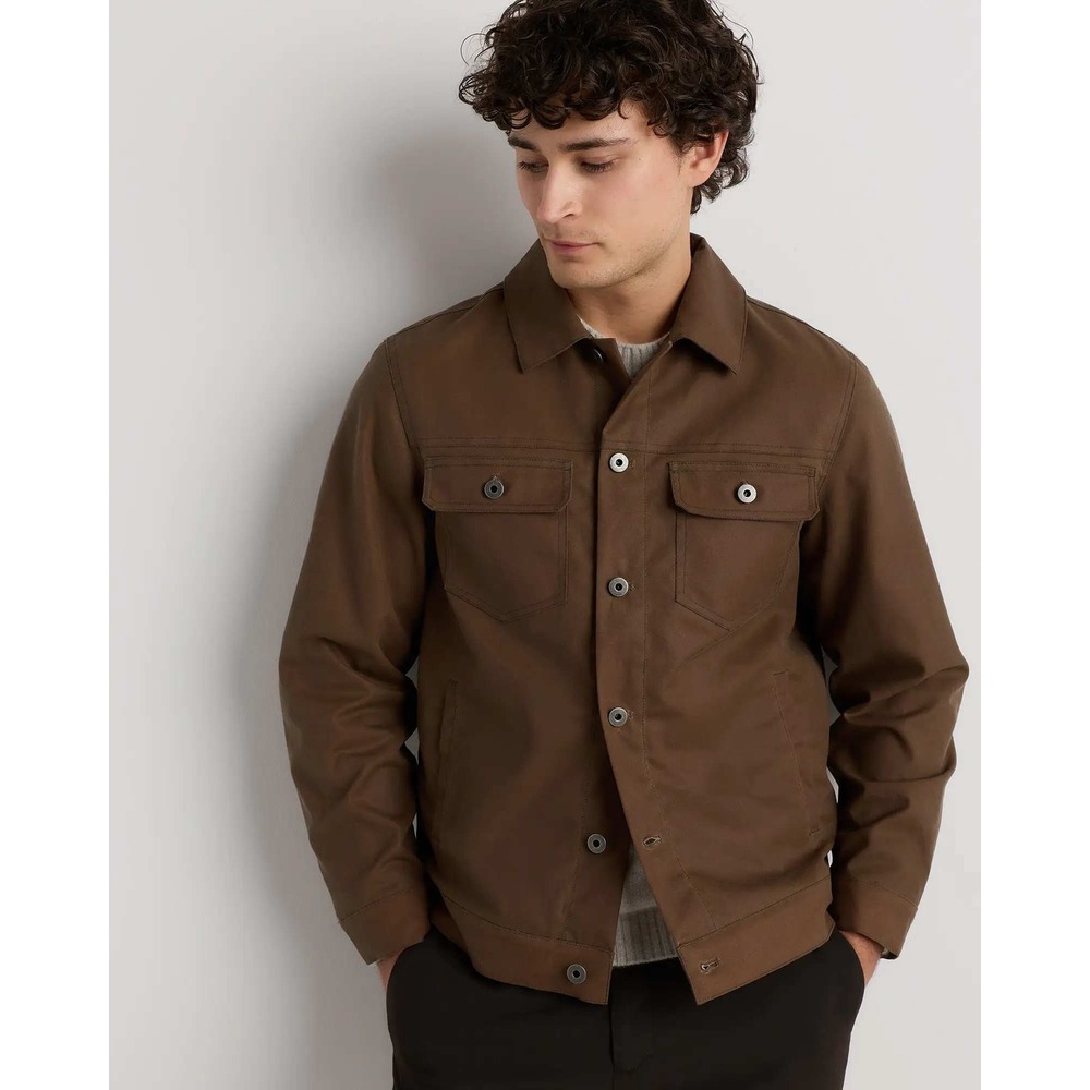 Quince Organic Cotton Waxed Trucker Jacket Tan Brown Mens Size Small NWT